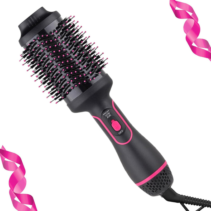 Hair Dryer Brush-Hot Air Brush with Blow Dryer Brush One-Step Hair Dryer and Volumizer, Air Curler, Hair Dryer, Hair Straighteners, Hair Wrapper,4 in 1 Hot Air Styling Brush（Pink Black） Pink Black