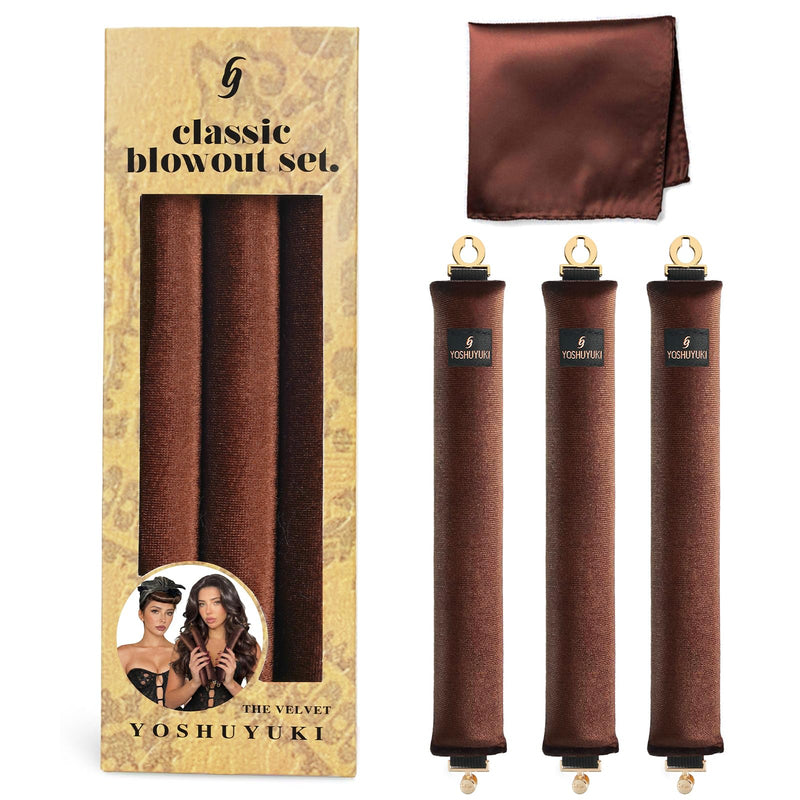 YOSHUYUKI Heatless Hair Curler to Sleep in No Heat Satin Heatless Curls Overnight Rods Curling Set Jumbo Large Foam Sponge Hair Rollers Curlers for Long Short Hair Volume Women Styling Tools Brown