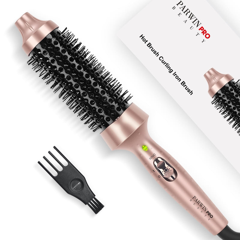 Thermal Brush, 1.5 in/40 mm Heated Round Brush, Ionic Hot Brush | Not for Blow Drying, Fast Heating, Smoother Curls, Dual Voltage, 60-Minute Auto Shut-Off, Gold 40mm