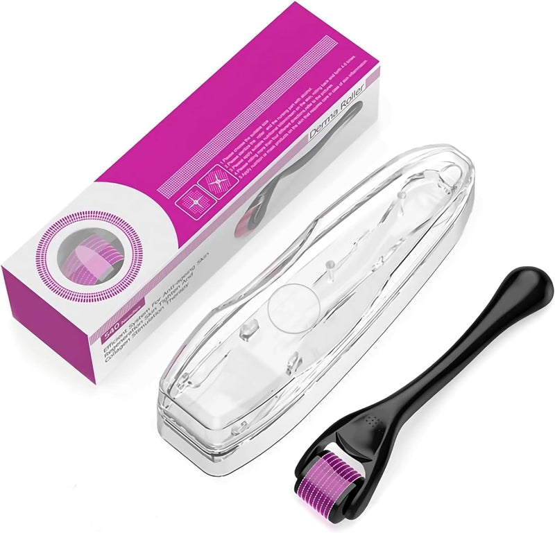 Hair Growth Derma Roller 0.5mm for Men - Scalp Massager Microneedling Roller with 540 needles for Acne Scar Removal - Rosemary Oil Scalp Treatment- Beauty and Folic Stimulator 1.5mm Derma Roller