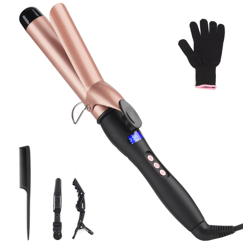 JAETON Curling Tong, 32mm Ceramic Curling Iron Wand with LCD 140°C-230°C | Hair Curler for for Large Curls and Soft Waves, Fast Heat-Up, for Long & Medium Hair