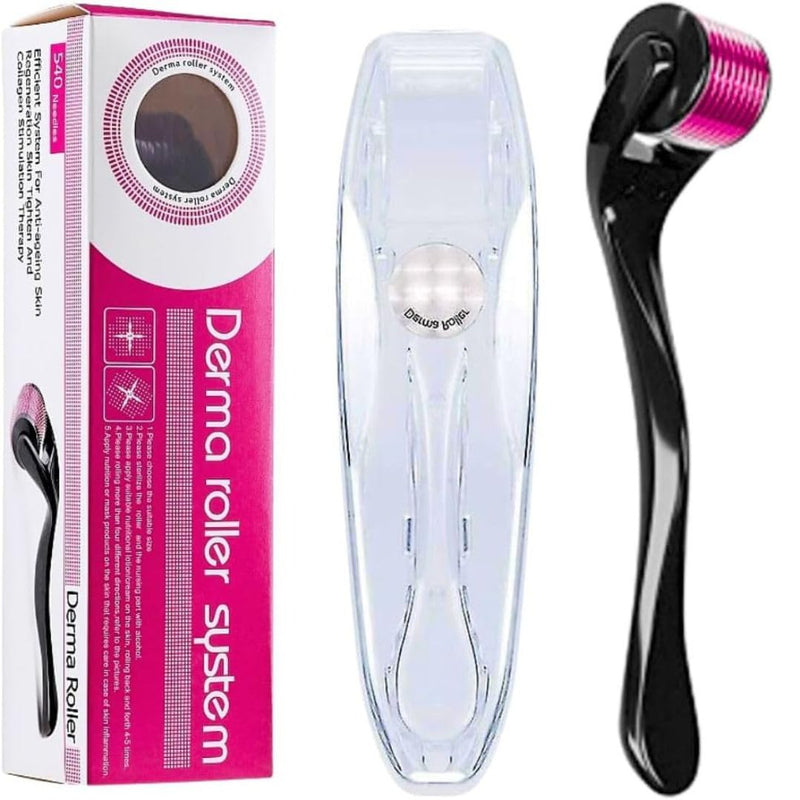Derma Roller 0.25mm with storage case, 540 Titanium Microneedle Beard Roller Hair Growth for Men and Women, Microneedling Roller for Face Facial Wrinkles Hair Loss Stretch Hair Regrowth. (1.5mm) 1.5mm