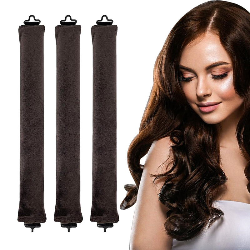  [AUSTRALIA] - elook 3PCS Heatless Curlers (2) | High Resilience Hair Rollers Lazy Heatless Blowout Rods, Soft Velvet Thick Flexi Rods with Hook, Long DIY Hair Styling Tools 2