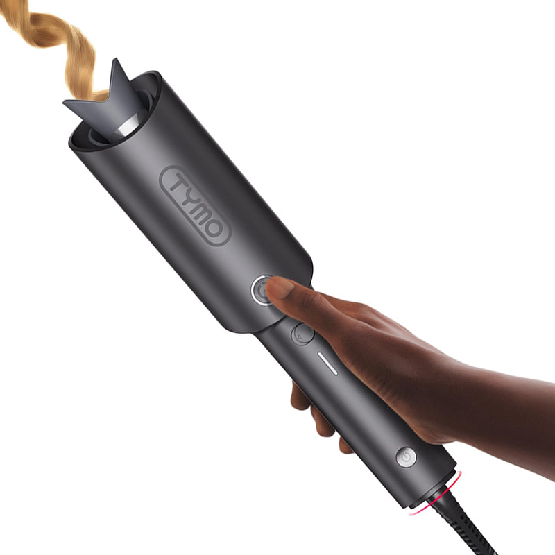 TYMO Hair Curler Automatic Rotating - CURLPRO, Curling Wand, Gray 1 inch | Ceramic Coating, Anti-Scald Curling Iron, Portable 500 Million Ionic, Dual Voltage, Beach Waver, Lightweight for Travel Metallic Gray