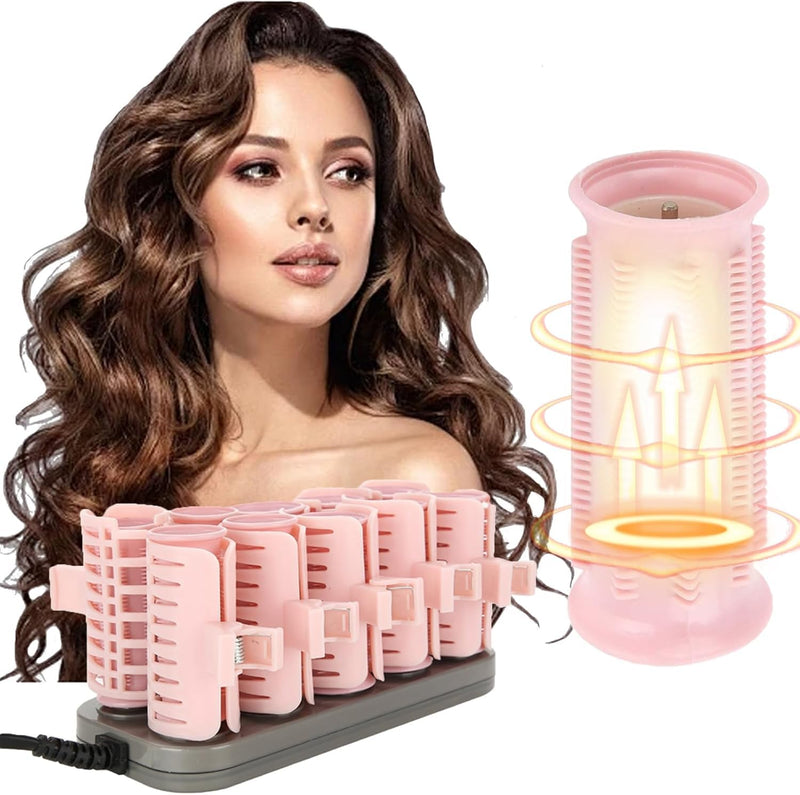 Heated Rollers for Short Hair, Hot Rollers for Medium Length and Long Hair | 10pcs Electric Heated Curlers with Clips for Hairdresser Salon/Barber Or Home Use Diy Hair Styling Tools