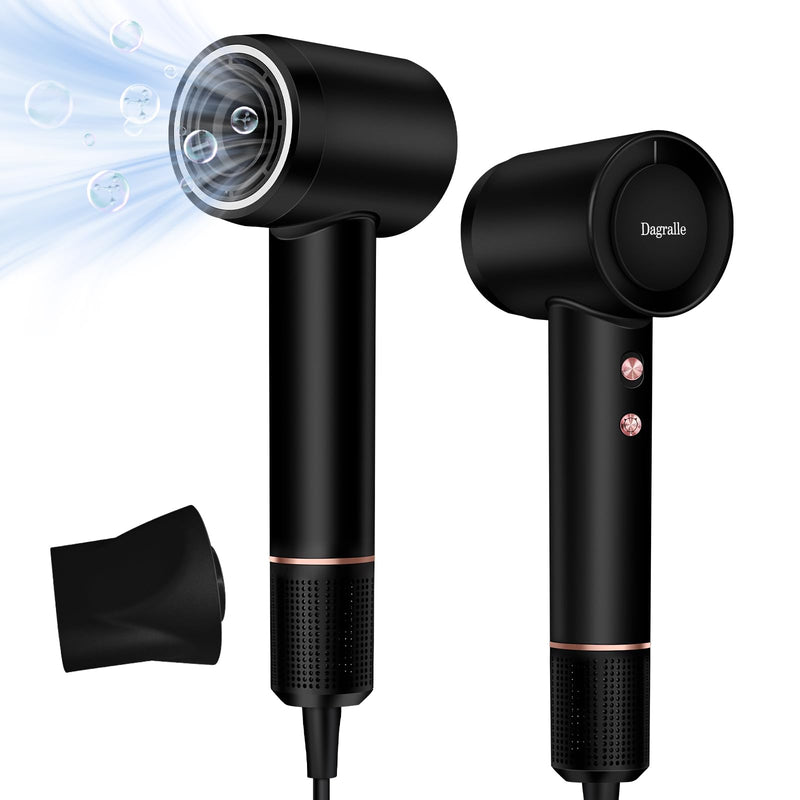Hair Dryer, Professional Ionic Hair Dryer with 2 Speed Setting Cool/Warm Shot Button, 1600W Fast-Drying Blow Dryer, Low Noise Thermo-Control Hairdryer with Nozzle, Suitable for Women and Men