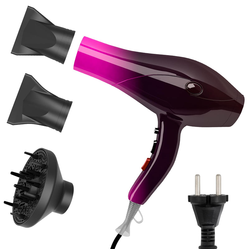 Hair Dryer, 3000W Professional Ionic Hairdryers with Diffuser for Women Men Kids, Powerful Blow Dryer with 3 Heat 2 Speed and Cool Button for Home Salon Use Red Gradient