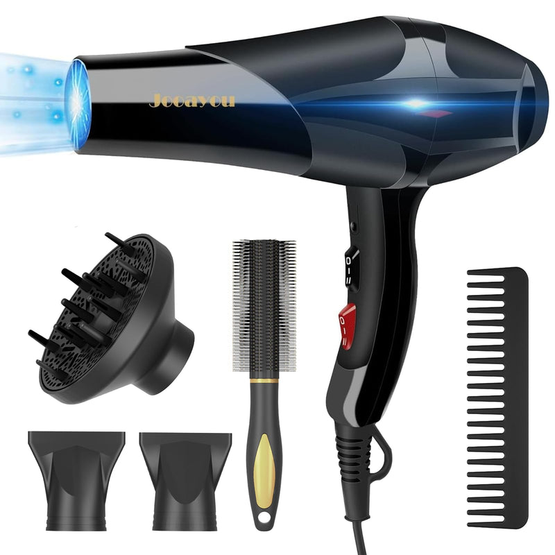 Hair Dryer, 3000W Professional Ionic Hairdryer for Women Men, Fast Drying Blow Dryer with Diffuser 2 Speed 3 Heat Setting and Cool Button for Salon Home Hair Styling Black