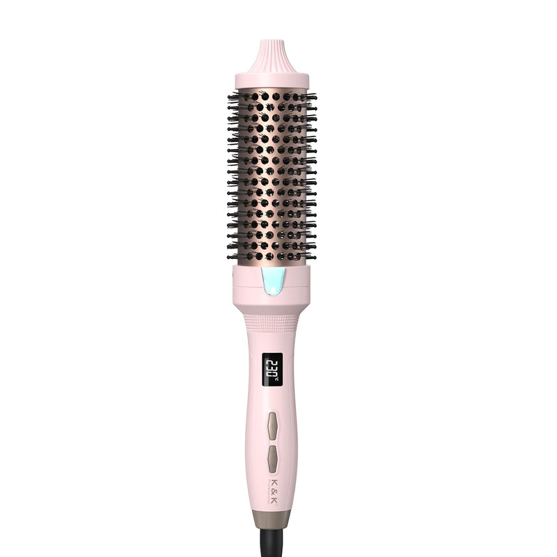 K&K 38mm Thermal Heated Round Brush, Blowout Volumizer for Long Hair | 45MM EXTRA-LARGE BARREL: 45mm heated round barrel creates maximum root volume and smooth blowout waves for long hair Pink