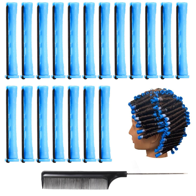 Perm Rods Kit 0.35 Inch for Short Hair - 24Pcs Hair Curlers With Steel Tail Comb for Hairdressing Styling Supplies