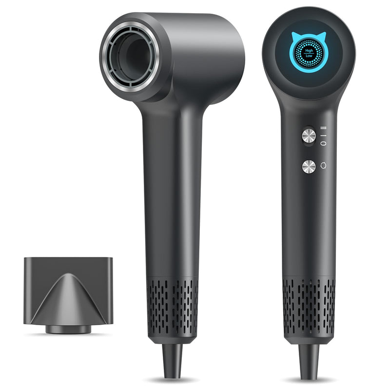 BQSS Hair Dryer 200M Negative Ions, 110,000 RPM Brushless Motor | High-Speed Brushless Motor Blow Dryer With 57db Low Noise, Fast Drying, Travel-Friendly, Suitable For Men And Women Dark Gray