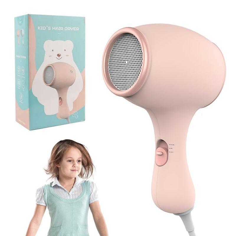  [AUSTRALIA] - Kids Hair Dryer, Hair Dryer Travel, Hairdryers for Kids, Small Lightweight Blow Dryer, Portable Mini Baby Blow Dryer, 550W Compact Hairdrye with DIY Stickers Gift for Girl, Boy, Baby (Pink) Pink