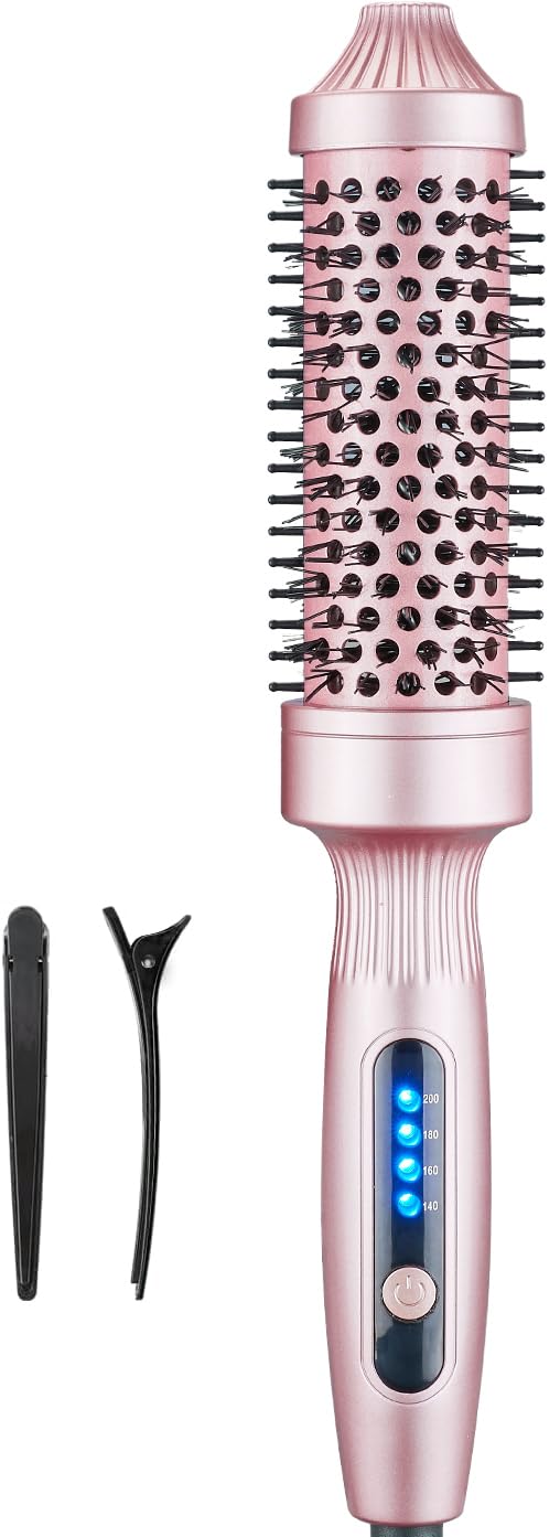  [AUSTRALIA] - Thermal Brush 38mm Heated Hot Brush, Ceramic Tourmaline Ionic Curling Iron for Voluminous Curls & Smooth Hair, Dual Voltage