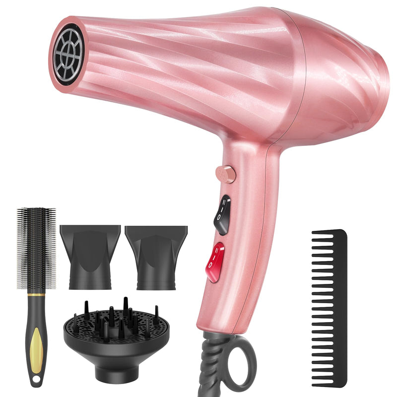 Hair Dryer, Jooayou 3000W Professional Ionic Hairdryers for Women Men, Fast Drying Blow Dryer with Diffuser for Salon Home Travel, Perfect for Gifts Rose Pink