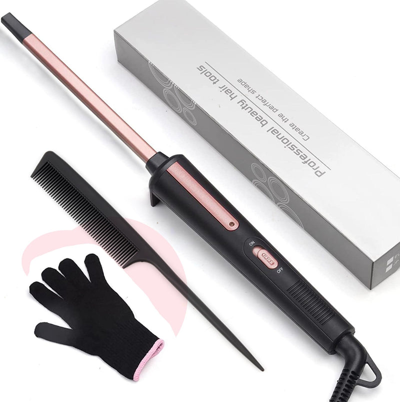  [AUSTRALIA] - UNOBEY Curling Wand 9mm, Thin Curling Iron Small Tight Curls | Ultra Skinny Ceramic Barrel Hair Curler Long Lasting Curls for Long & Short Hair with Glove, Dual Voltage 0.95 cm x 0.95 cm