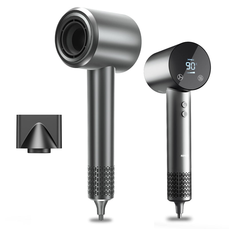 Hair Dryer Hairdryer Hairdryers for Women Ionic Hair dryers 1500W | Hair Dryer Hairdryer Hairdryers for Women HD Display Temperature Touchscreen Low Noise Ion Hair Dryer 4 Temperature Settings Grey