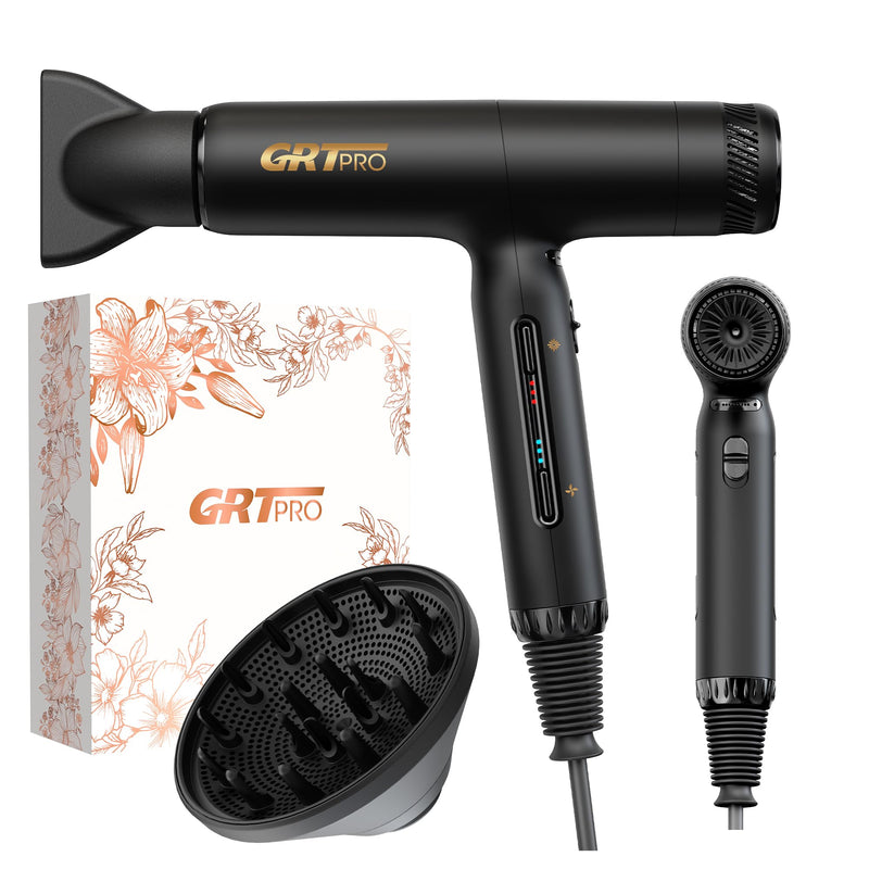 Professional Ionic Hair Dryer Travel Hairdryer 2200W,100,000 RPM High EC Motor,320g Lightweight Hairdryer,200 Million Ionic Blow Dryer, Thermo-Control Low Noise for Travel Sports Home Salon