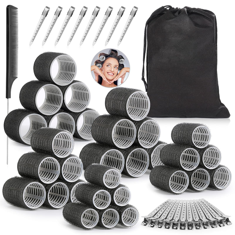 Thrilez 56PCS Hair Curlers Rollers with 5 Sizes 55mm 48 mm 40 mm 32 mm 25mm | Jumbo Large Medium Small Rollers for Long Medium Short Thick Fine Lift Curler Volume, Hair Roller Set for DIY Hairdressing