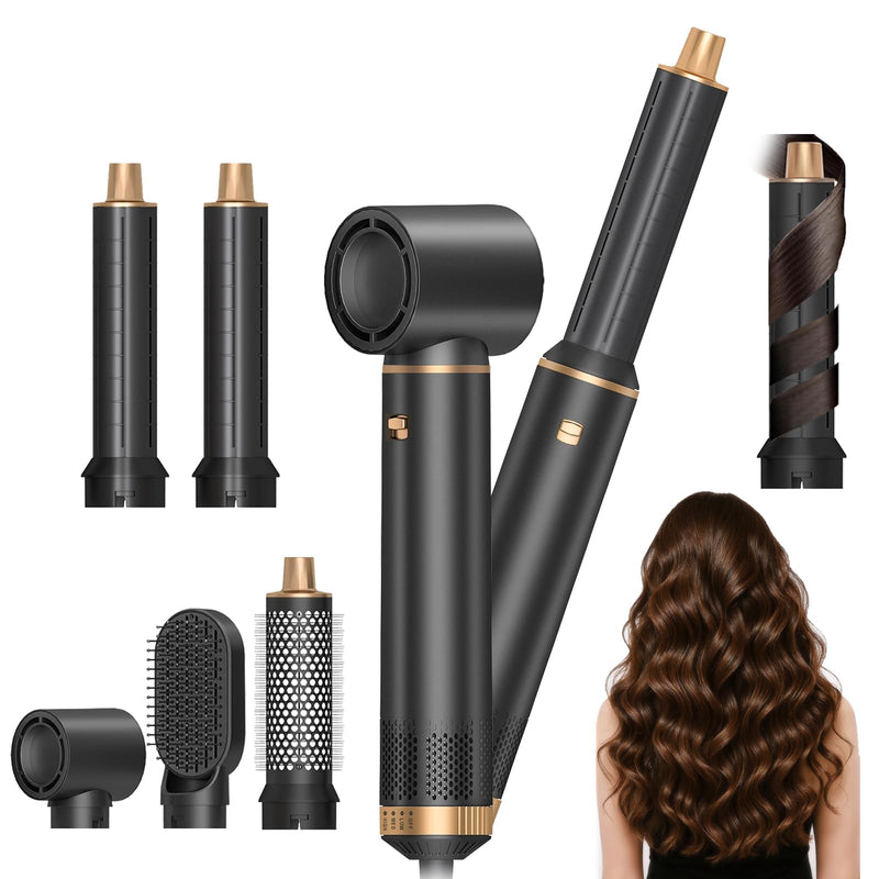  [AUSTRALIA] - 5 in 1 Air Styler and Hair Dryer Brush Set with Auto Curl Wand | Styles, dries, curls, straightens and adds volume with interchangeable heads for everyday hair styling