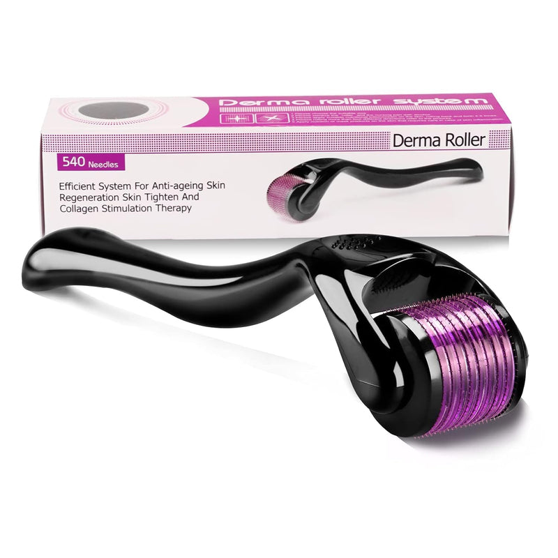 Derma Face Roller, 540 Needles Titanium Micro Derma Skin Care Roller for Hair Growth, Beard Roller for Wrinkles, Face Derma Skin Care Facial Roller and Beauty Massage Tools for Women and Men (0.75mm) 0.75