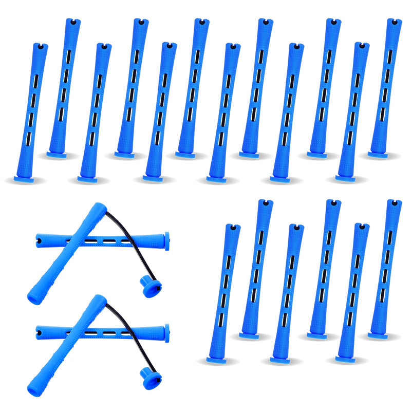  [AUSTRALIA] - 20 Pcs Perm rod Small Plastic Hair Perming And Rollers Curling Roller Medium For Long Hairs (Blue, 0.35 Inches)