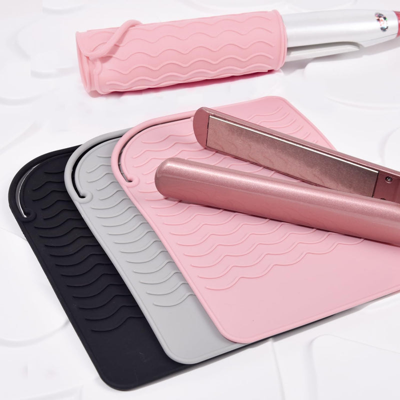  [AUSTRALIA] - Luxiremi Silicone Heat Resistant Mat for Hair Straightener Tools(Gray) | Heat Resistant Mat, Curling Irons, Flat Iron, Curling Iron, Multifunctional Non-Slip Mat Pad Gray
