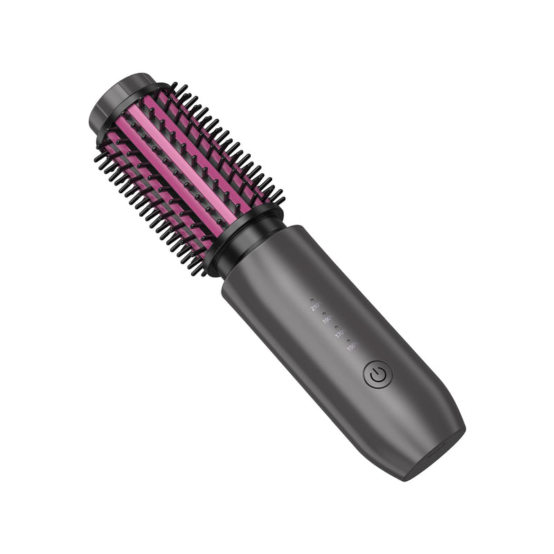 3 in 1 Cordless Hair Styler for Curling & Straightening, 40MM Thermal Brush Curling Wand with 4 Temperature Adjustable, Portable Travel Hot Brushes for Hair Styling (Rose) Rose