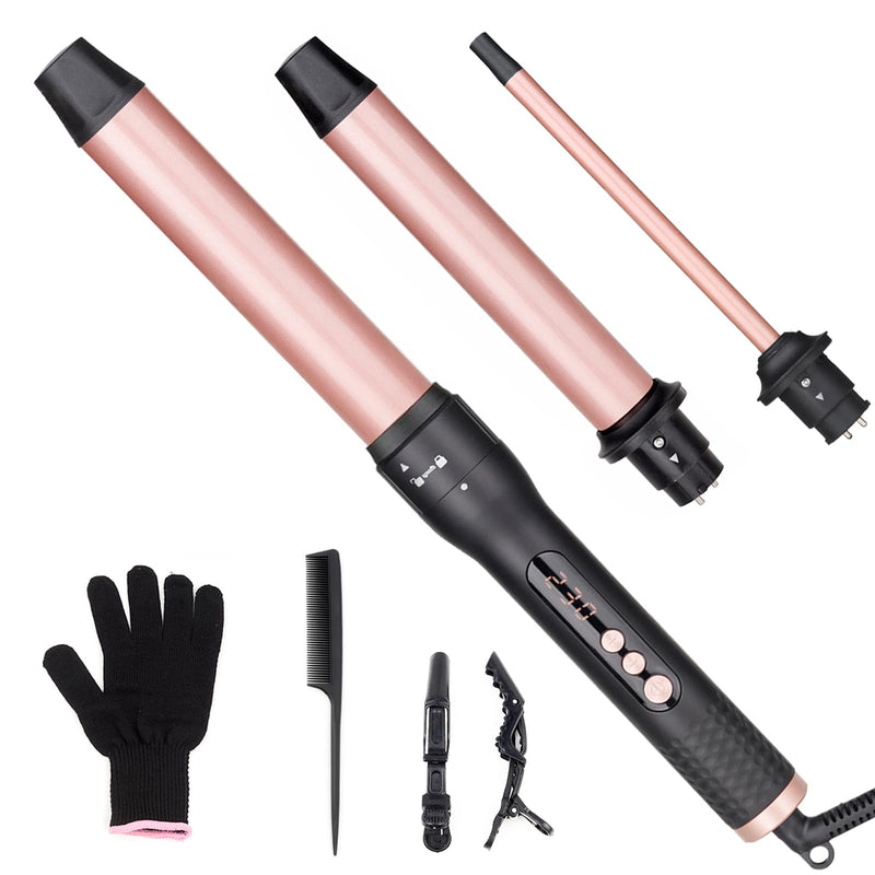  [AUSTRALIA] - UNOBEY 3 in 1 Curling Iron Wand Set with 3 Interchangeable Ceramic Barrel | Curling Wand (9-25-32mm), Instant Heat Up, Hair Curler Tools for Long & Short Hair, Include Glove, Dual Voltage