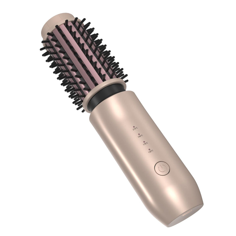 [AUSTRALIA] - Cordless Hair Curling Brush, Mini 3 in 1 Hot Hair Brush with 4 Temperatures, Outdoor Heated Curling Iron and Travel Straighteners, 7000 mAh USB Rechargeable Curling Wand Brush (Gold) Gold
