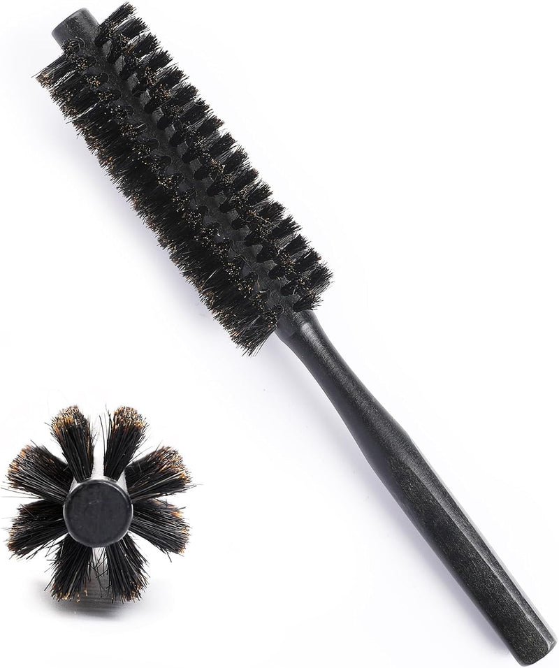  [AUSTRALIA] - Bristle Brush Hair Roller for Men and Women Small Round Hair Brush Beard Brush for Men (Black)
