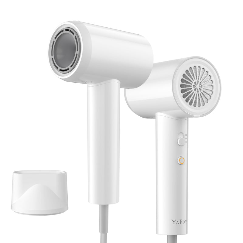  [AUSTRALIA] - YAPOY Hair Dryer, 200 Million Ionic Blow Dryer, 110,000 RPM Fast Drying, Reduced Frizz, Intelligent Thermo-Control, Low Noise, Lightweight for Adult/Children/Dog, Home/Hotel/RV/Travel White
