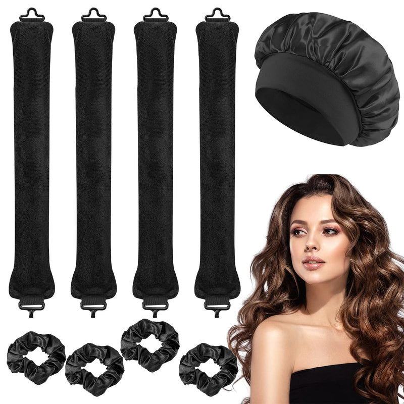  [AUSTRALIA] - 4 Pcs Heatless Curlers, Overnight Heatless Curls, Heatless Curling Rod Hair Rollers for Long Hair, Soft Satin Sleeping Lazy Curler Set for DIY Hair Styling Tools