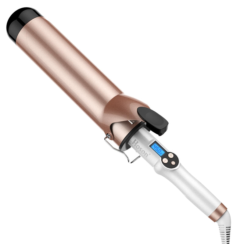 [AUSTRALIA] - Hoson 50mm Curling Tongs Large Barrel for Long Hair, Big Barrel Curling Wand Iron Dual Voltage,Ceramic Tourmaline Coating with LCD Display, Glove Include