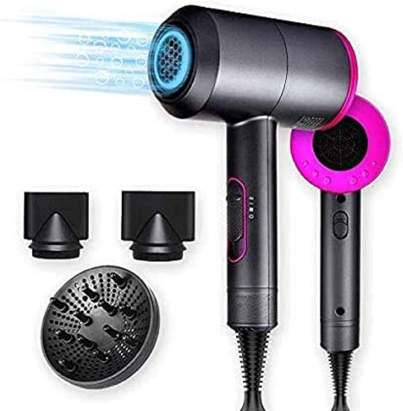 Professional Hair Dryer 2000W Fast Dry Negative Ions Hair Blow Temperature Hairdryer with Diffuser Hairdryer with 2 Speeds, 3 Heating and Cool Button Rose Pink
