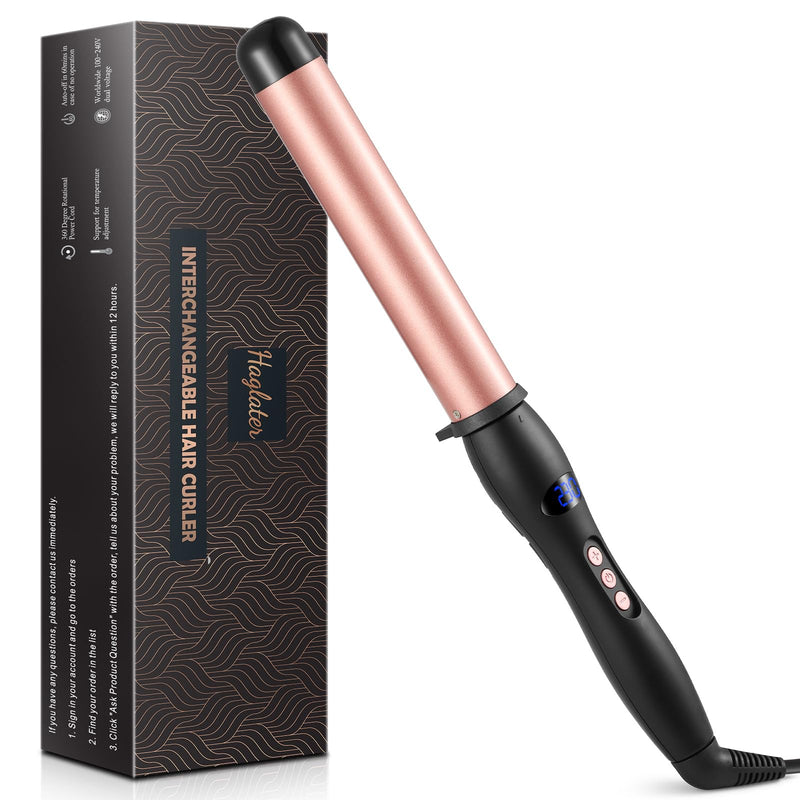 Hair Curling Wand 32mm, Haglater Curler Quick Heating Curling Wand for Long Hair, Ceramic Barrel Curling Iron with Adjustable Temperature 80-230°C 1.3″