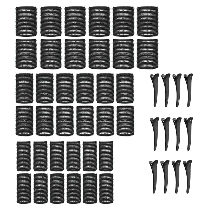 KEYRI 48PCS Hair Rollers Set Hair Rollers with Clips Self Grip Jumbo Hair Roller No Heat Heatless Hairs Rollers for Long Medium Short Hair Styling Hairs Salon Hairdressing Curlers (Black, 3 Size) Black 1 count (Pack of 48)