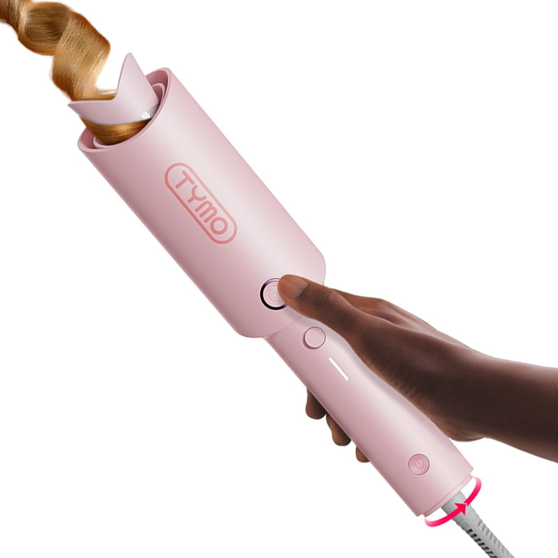 TYMO Hair Curler Automatic Rotating - CURLPRO, Curling Wand, Pink 1.25 inch | Ceramic Coating, Anti-Scald Curling Iron, Portable 500 Million Ionic, Dual Voltage, Beach Waver, Lightweight for Travel 1 1/4 inch