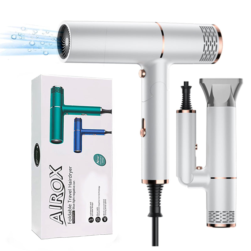 Travel Hairdryer Foldable Powerful 1800W | Foldable Ionic Hair Dryer | Fast Drying Compact and Portable Mini Blow Dryer with Negative Ion | Ideal for Travelling (White) White