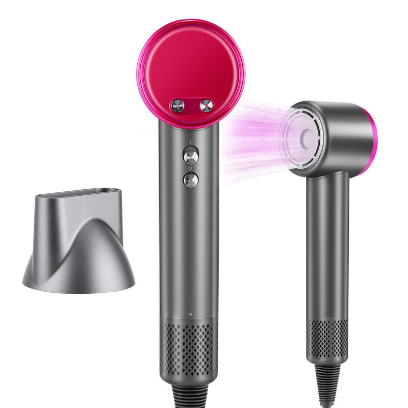 Hair Dryer, Professional Ionic Hair Dryer with 3 Speed 4 Heat Setting, Brushless Motor 110000 RPM Low Noise Thermo-Control Travel Hairdryers with Magnetic Nozzle 1600W Portable for Home Travel(Gray) Gray