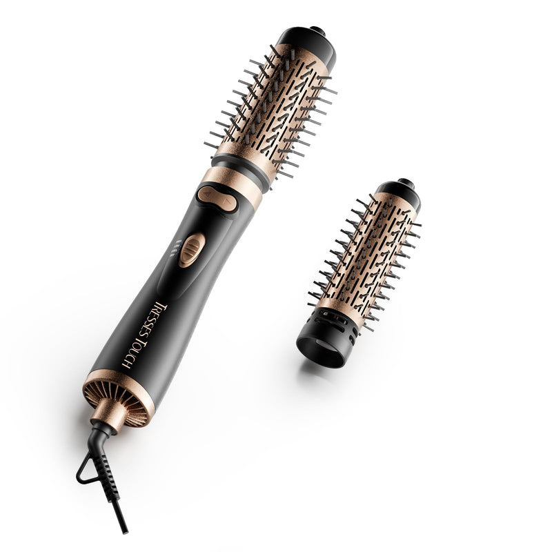 Rotating Hair Dryer Brush, 3-in-1 Hot Air Brush with 2 Brushes (1.5"&2") for Drying Styling Volumizing Curling Sleeking in One Step, 3 Temperatures, Negative Ionic, Ceramic Coating