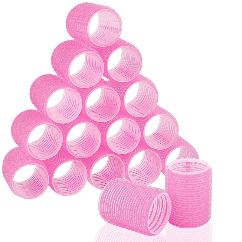 15 Self Grip Hair Rollers Self Holding Pink Rollers Gripping Sticky Rollers Salon DIY Hairdressing Curlers Hair Curling Tools for Men Women Long Medium Short Hair(44MM)