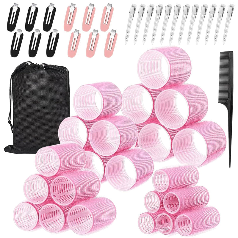  [AUSTRALIA] - Hair Rollers with Clips 50PCS, Rollers for Hair Volume 4 Sizes (60/48/36/25mm) with 24 Clips, Large Hair Curlers Rollers for Long, Medium, Short, Thick & Fine Hair Lift & DIY Styling 1 count (Pack of 50)