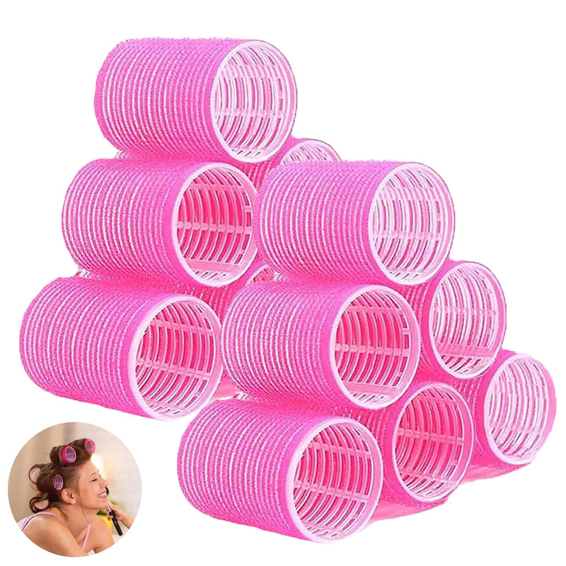 12 PCS Curlers Rollers, Hair Rollers, Rollers for Hair, Rollers for Hair Volume, for Long Medium Short Hair, Salon Home DIY Hairs Dressing(4.4cm Rose Red)