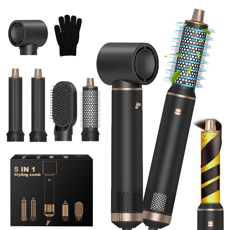 5 in 1 Hair Styler, Magic Hair Styler Set, Hot Air Hair Styler Brush with Hot Air Brush, Hair Dryer Brush, Hair Curler, Air Styler and Hair Dryer, Hairstyler for Volumizing, Straightening (A) A