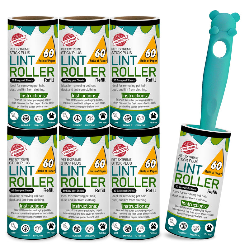 G4GADGET Lint Roller for Pet Hair – 7 Refills (420 Sheets) with 1 Handle – Extra Sticky Lint Remover for Clothes, Furniture, Carpet – Cat & Dog Hair, Dust & Fluff Cleaner