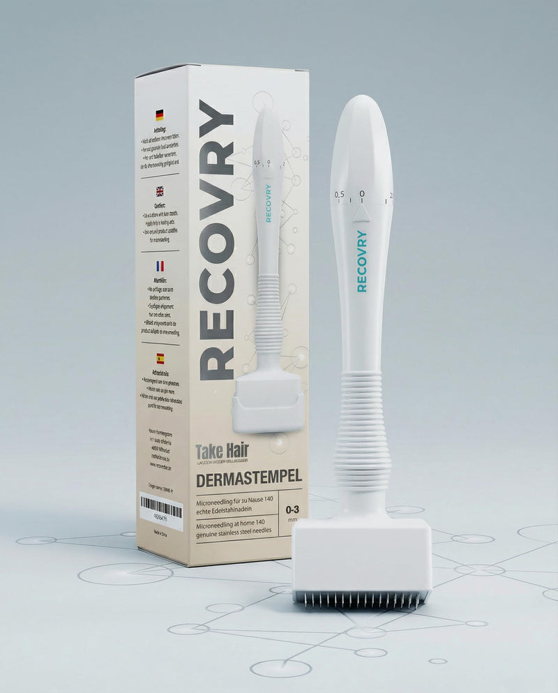  [AUSTRALIA] - RECOVRY Derma Stamp, 140 Real Needles for Maximum Hair Growth, Stainless Steel Needles, Promotes Thick and Full Hair, Micro Needle Roller (140 Needles (White)