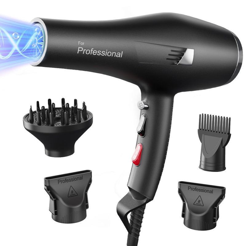 Dekuri Ionic Hair Dryer for Women – Fast Drying, Smooth Finish, with Diffuser & Comb, 2 Speeds 3 Heats, Cool Shot, Professional Hairdryer