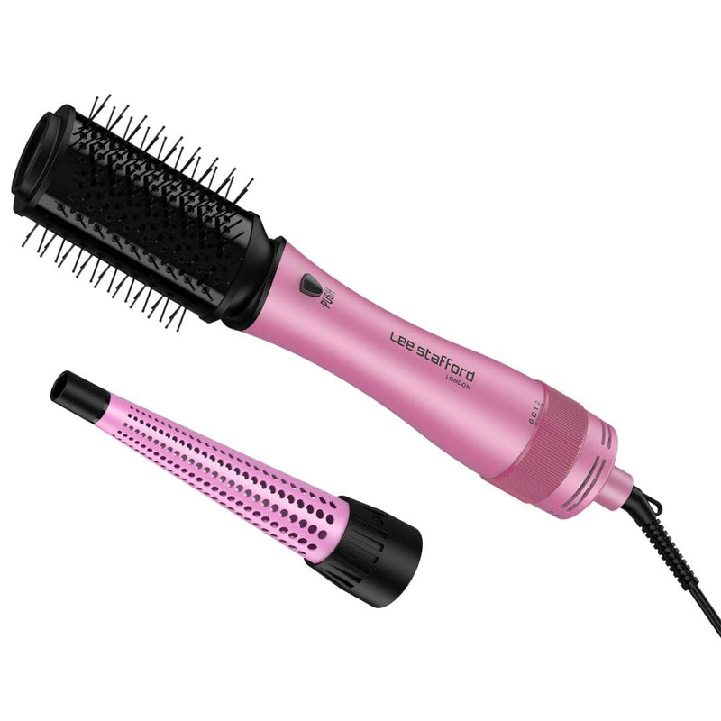 Lee Stafford Hair Dryer Blowdry Brush | Wet to Dry Round Air Styler - Blow Drying, Curling, & Straighten, Best Thermal Hotbrush Tools, Adds Shine & Volume, 2 Interchangable Attachments