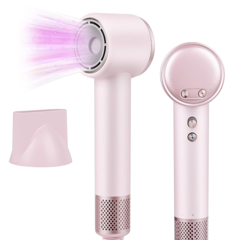 Hair Dryer 200 Million Negative Ionic Hairdryer,3 Speed 4 Heat Setting,110, 000 RPM High Speed Brushless Motor Blow Dryer，with Magnetic Nozzle，51dB Low Noise Travel Hairdryers for Women and Men (Pink) Pink