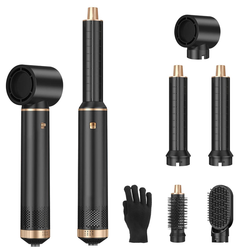 Sendowtek 5 in 1 Hot Air Styler Brush 1000W Hairdryer and Curler | Multi Tool Brush Curler, 3 Level Heat Comb for Rotating Straightening Volumize, Hot-Air Auto Wrap Styling Tool for Women